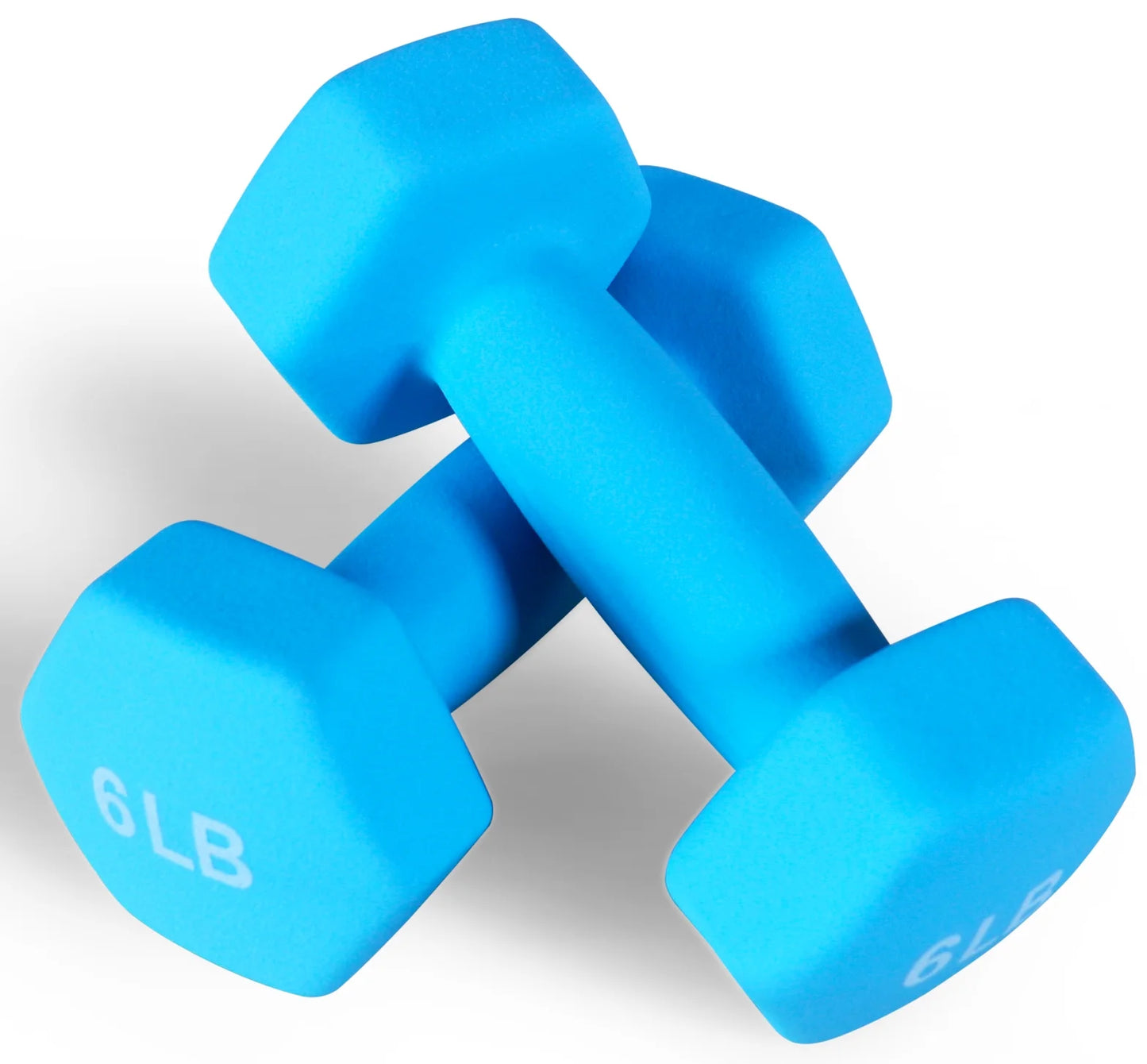 All-Purpose Neoprene Dumbbells, 6 Lb Pair, Blue, Hex Shape for Strength Training