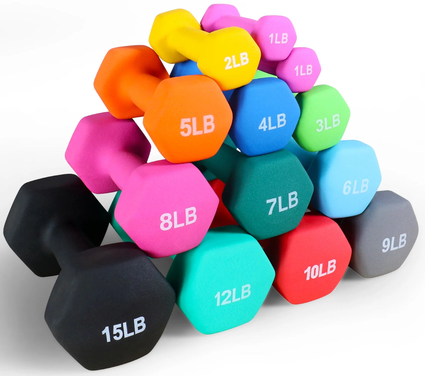 All-Purpose Neoprene Dumbbells, 6 Lb Pair, Blue, Hex Shape for Strength Training
